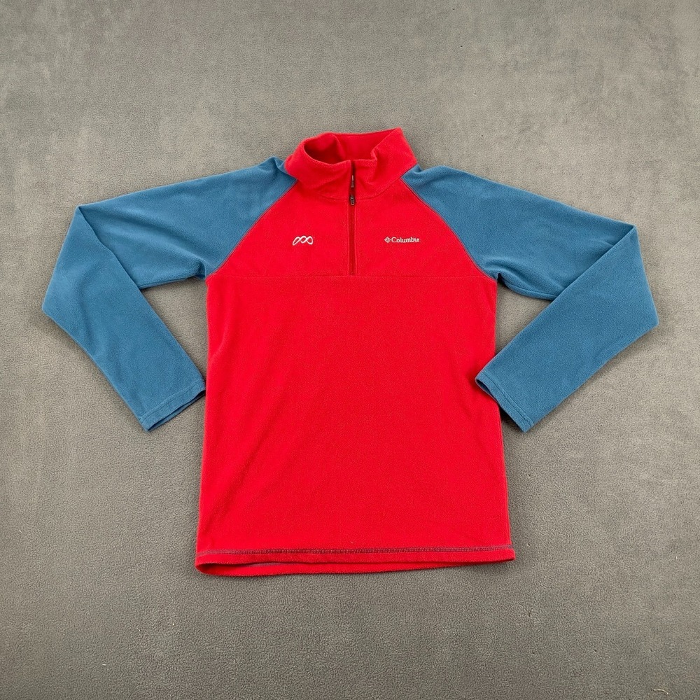 Columbia Glacial II Quarter Zip Jacket Youth Boys Large Blue Red Fleece Pullover